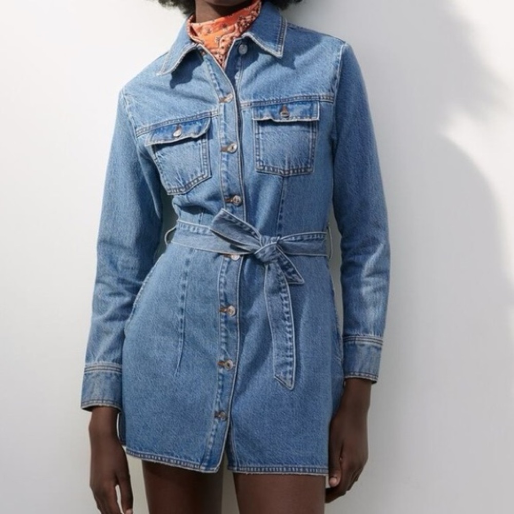 Zara Denim Long Sleeve Mini Dress